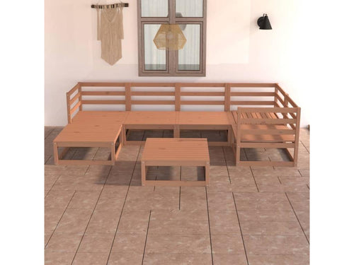 7-Piece Outdoor Patio Set - Beige Resin, W 24.4 x D 24.4 x H 27.2 in