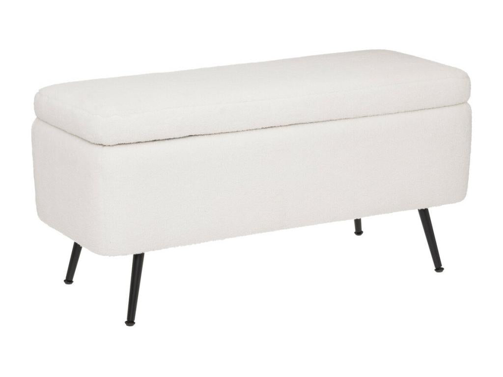Bench - White Polyester Fabric, W 39.4 x D 15.9 x H 19.1 in