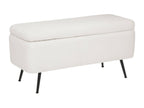 Bench - White Polyester Fabric, W 39.4 x D 15.9 x H 19.1 in