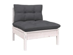 7-Piece Outdoor Patio Set with Cushions - White Wood, W 25 x D 25 x H 11.2 in