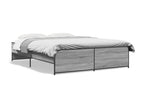 Bed Frame with Mattress - Gray Wood, W 79.9 x D 56.3 x H 15.9 in