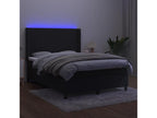Bed Frame with Mattress with LED - Black Wood, W 76 x D 57.9 x H 50.4 in