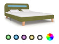 Bed with LED - Green Wood, W 81.9 x D 57.1 x H 31.5 in