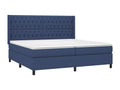 Bed Frame with Mattress - Blue Polyester Fabric, W 79.9 x D 79.9 x H 50.4 in