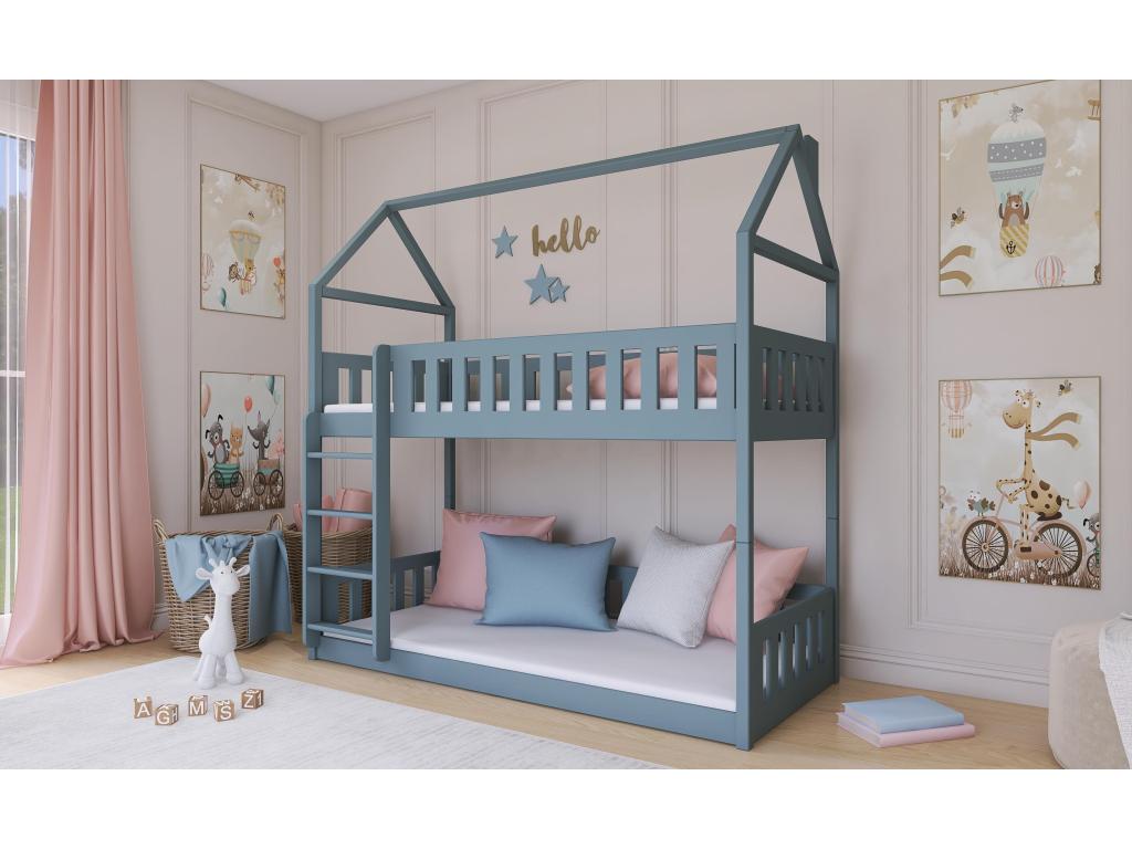 Bed - Gray Wood, W 38.6 x D 81.9 x H 76 in