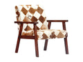 Table - Brown Leather, W 24 x D 27.2 x H 28.3 in