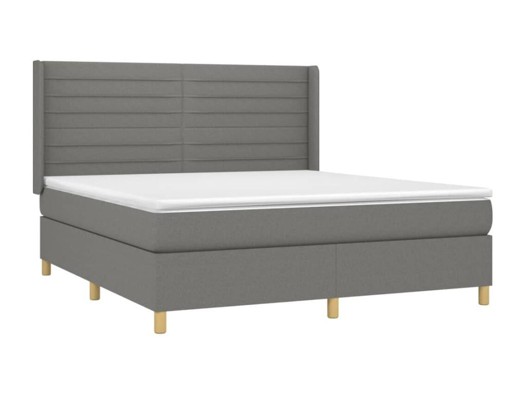 Bed Frame with Mattress with LED - Dark Gray Wood, W 79.9 x D 64.2 x H 50.4 in