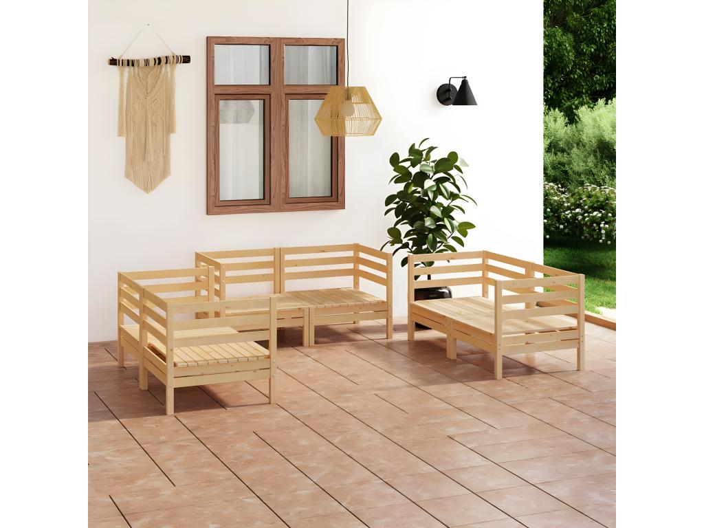 6-Piece Outdoor Patio Set - Gray Wood, W 23.6 x D 15.7 x H 15.7 in