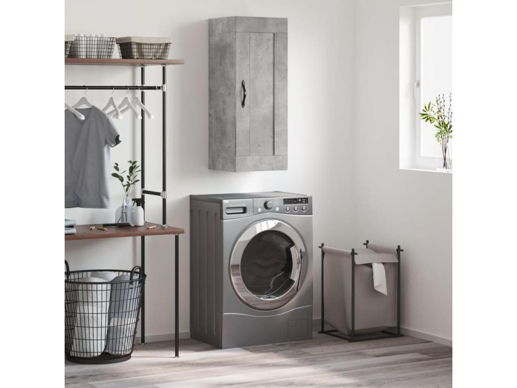 Wardrobe - Gray Engineered Wood, W 13.6 x D 13.4 x H 35.4 in