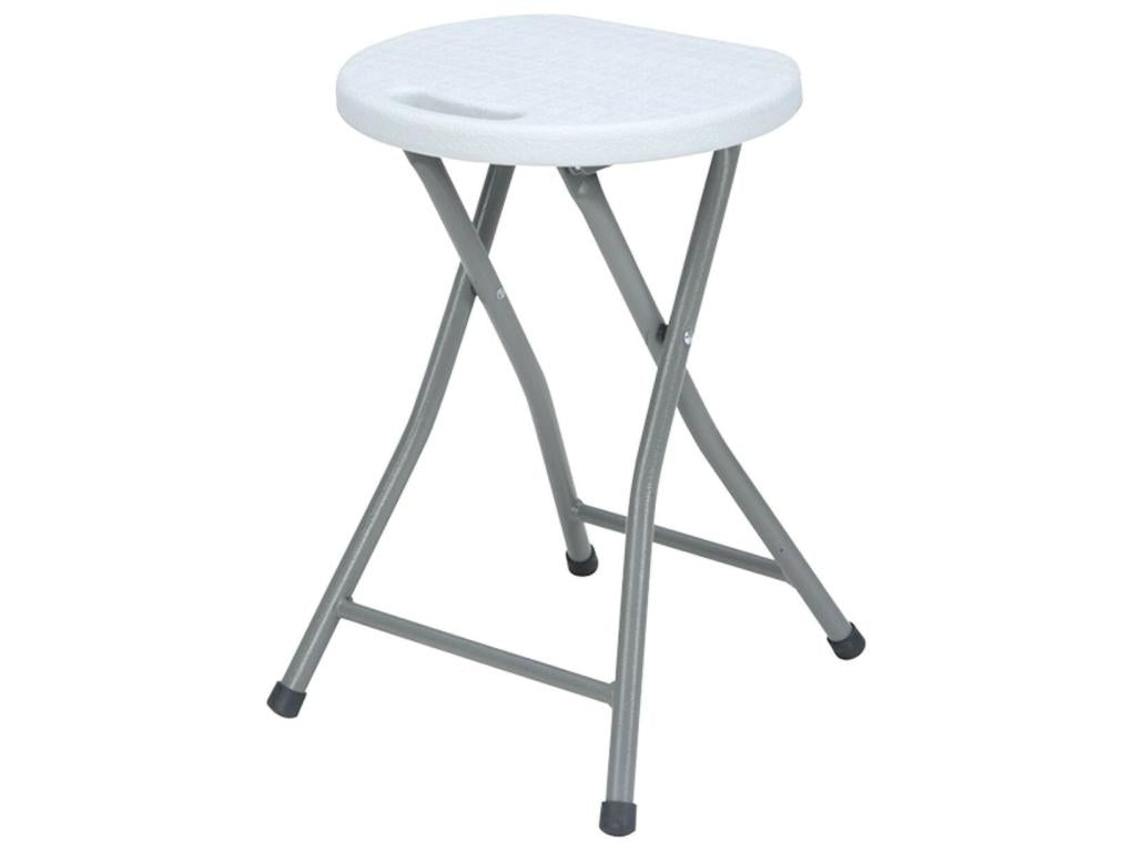 Stool - White Resin, W 12.2 x D 12.2 x H 17.7 in