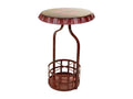 Table - Red Metal, W 16.5 x D 16.5 x H 23.6 in