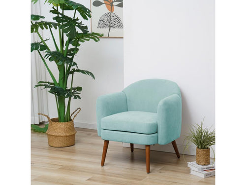 Armchair - Blue Polyester Fabric, W 23.6 x D 26.8 x H 31.1 in
