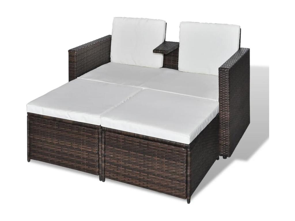 4-Piece Outdoor Patio Set with Cushions - Black Wood, W 27.6 x D 27.6 x H 26.4 in