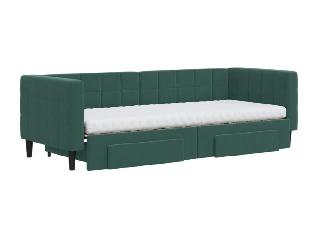 Bed - Green Velvet, W 87.8 x D 35.4 x H 26.8 in
