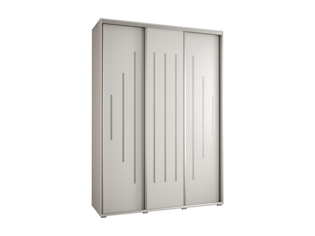 Sliding Door Wardrobe - White Engineered Wood, W 70.9 x D 17.7 x H 92.5 in