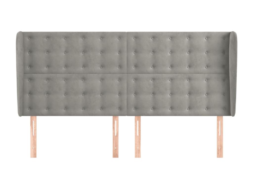 Bed - Gray Velvet, W 72 x D 9.1 x H 50.4 in