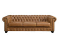Sofa - Camel Leather, W 94.5 x D 39 x H 28.7 in