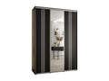 Sliding Door Wardrobe - Black Engineered Wood, W 70.9 x D 23.6 x H 92.5 in