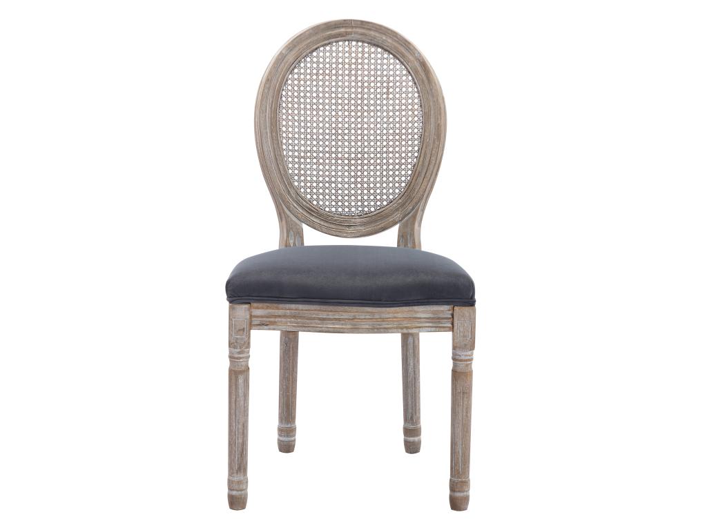 Set of 2 Chairs - Gray Polyester Fabric, Solid Wood, W 19.3 x D 22.6 x H 37.4 in