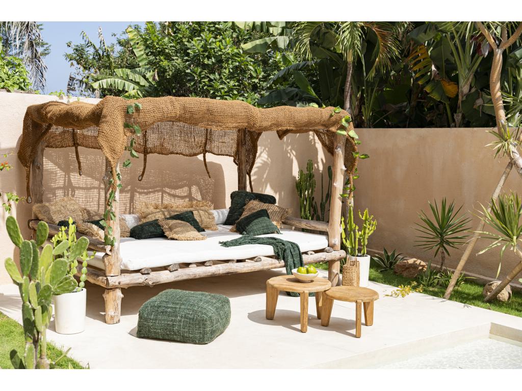 Home Item - Green Cotton, W 23.6 x D 23.6 x H 9.8 in