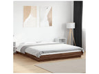 Bed with LED - Brown Wood, W 83.5 x D 67.1 x H 9.1 in