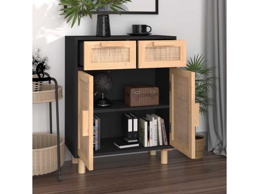 Sideboard - Black Wood, W 23.6 x D 11.8 x H 29.5 in