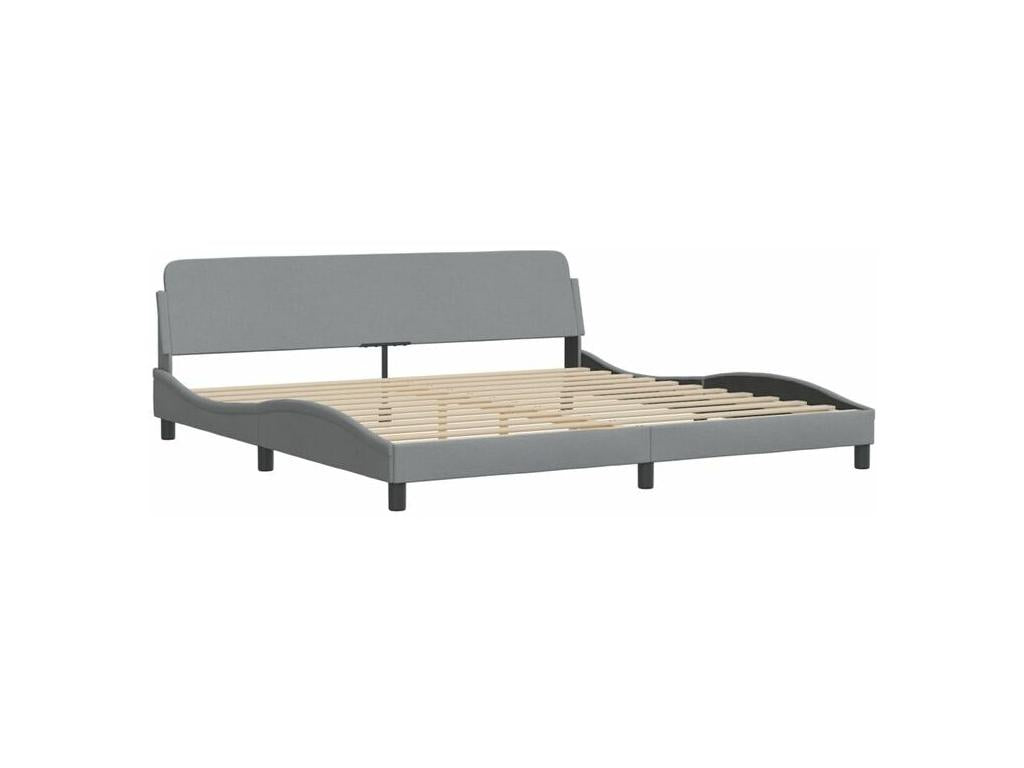 Bed Frame with Mattress - White Polyester Fabric, W 85.8 x D 80.7 x H 29.3 in