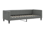 Bed Frame with Mattress - Gray Polyester Fabric, W 87.8 x D 35.4 x H 26.8 in