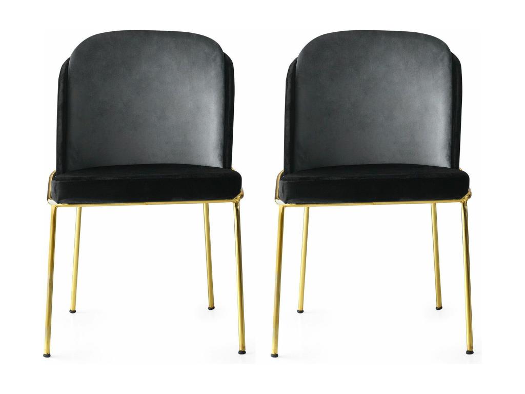 Set of 2 Chairs - Black Velvet, W 21.7 x D 21.3 x H 33.9 in