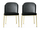 Set of 2 Chairs - Black Velvet, W 21.7 x D 21.3 x H 33.9 in