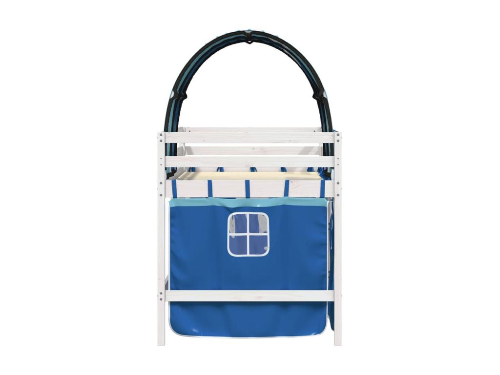 Bed - Blue Polyester Fabric, W 80.9 x D 33.7 x H 44.7 in