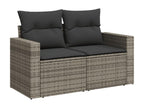 10-Piece Outdoor Patio Set with Cushions - Black Steel, W 24.4 x D 24.4 x H 27.2 in