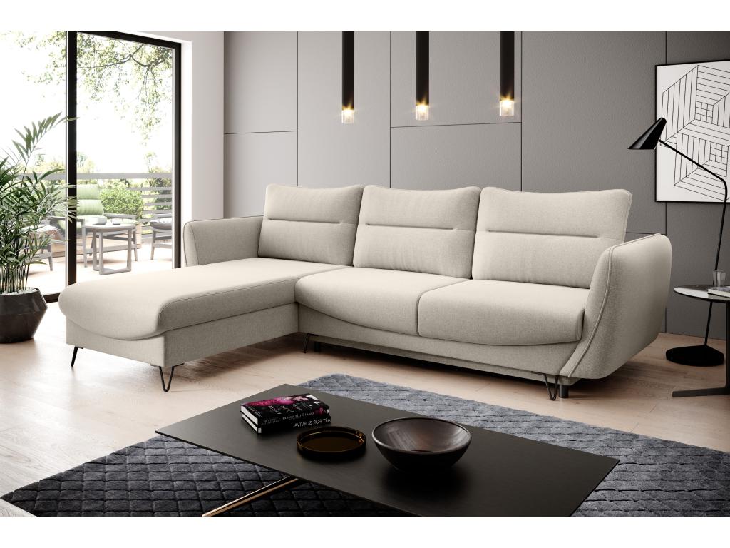 Sofa - Beige Polyester Fabric, W 108.7 x D 35.4 x H 39.4 in