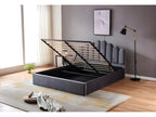 Bed - Gray Microfibre, W 59.1 x D 76.8 x H 43.3 in