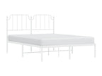Bed Frame with Headboard - White Steel, W 81.5 x D 61.4 x H 40.2 in