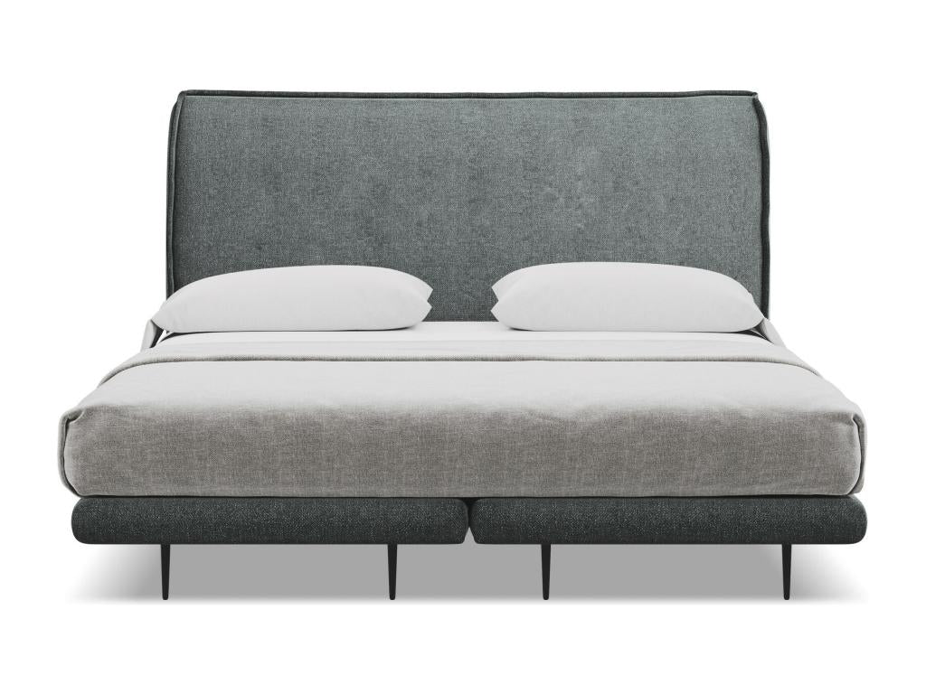 Bed Frame with Mattress - Fabric, W 78.7 x D 63 x H 43.3 in
