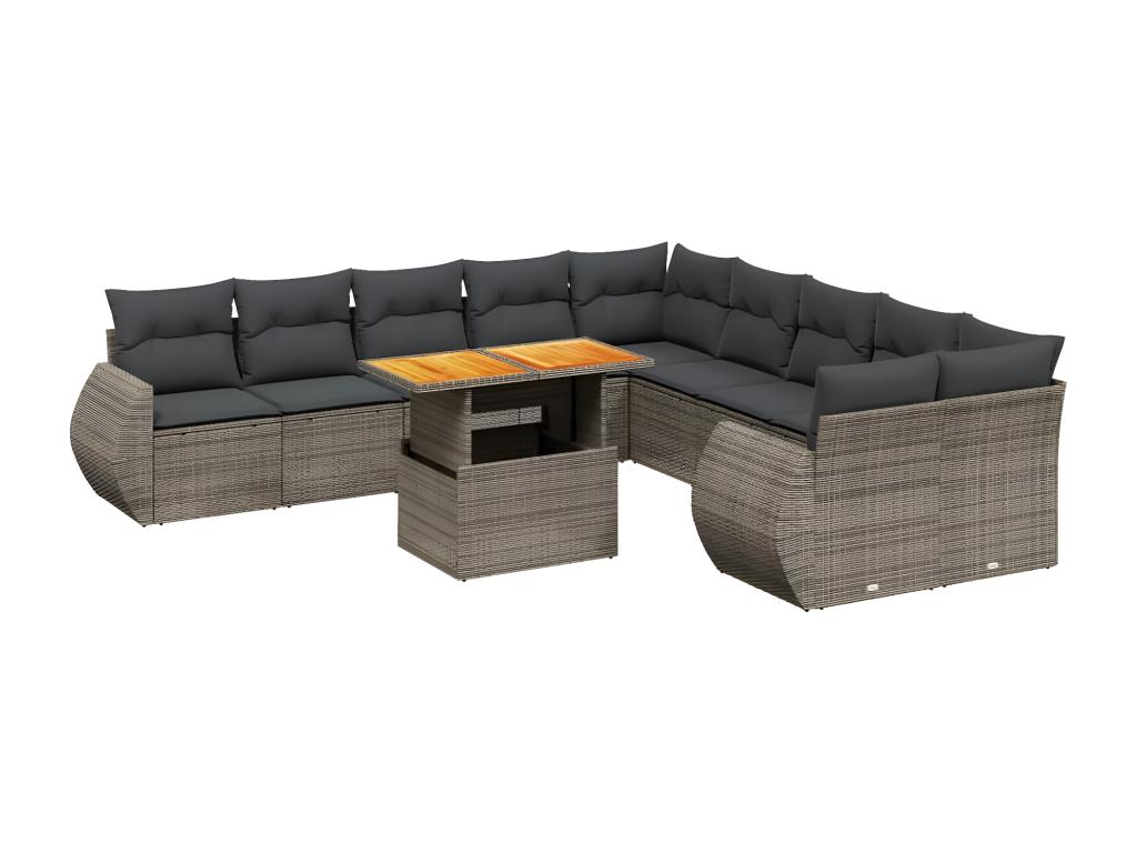 11-Piece Outdoor Patio Set with Cushions - Gray Resin, W 21.7 x D 24.4 x H 27.2 in