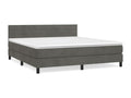 Bed Frame with Mattress - Gray Velvet, W 79.9 x D 63 x H 34.6 in