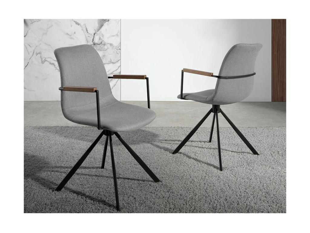 Set of 2 Chairs - Black Polyester Fabric, W 19.7 x D 24.4 x H 33.5 in