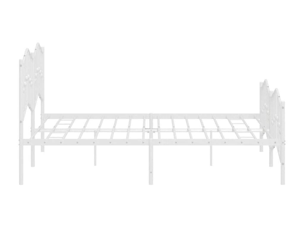 Bed Frame with Mattress - White Steel, W 81.5 x D 65.4 x H 38.6 in