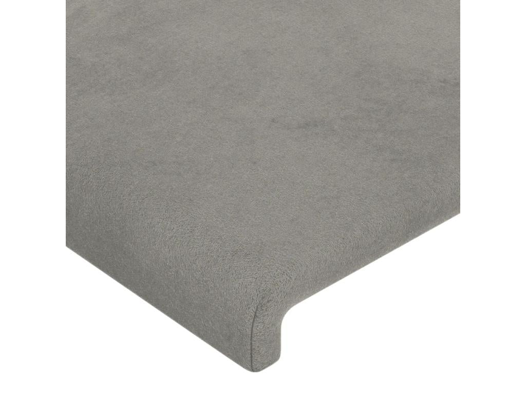 Bed with LED - Gray Velvet, W 72 x D 6.3 x H 50.4 in