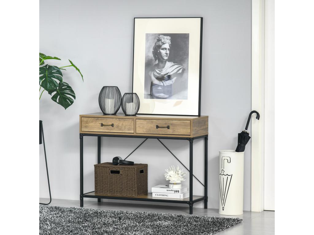 Shelf - Brown Wood, W 39.4 x D 13.8 x H 29.9 in