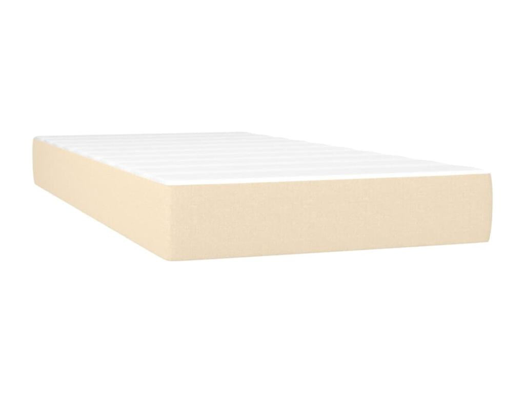 Bed Frame with Mattress - Creme Polyester Fabric, W 79.9 x D 32.7 x H 34.6 in