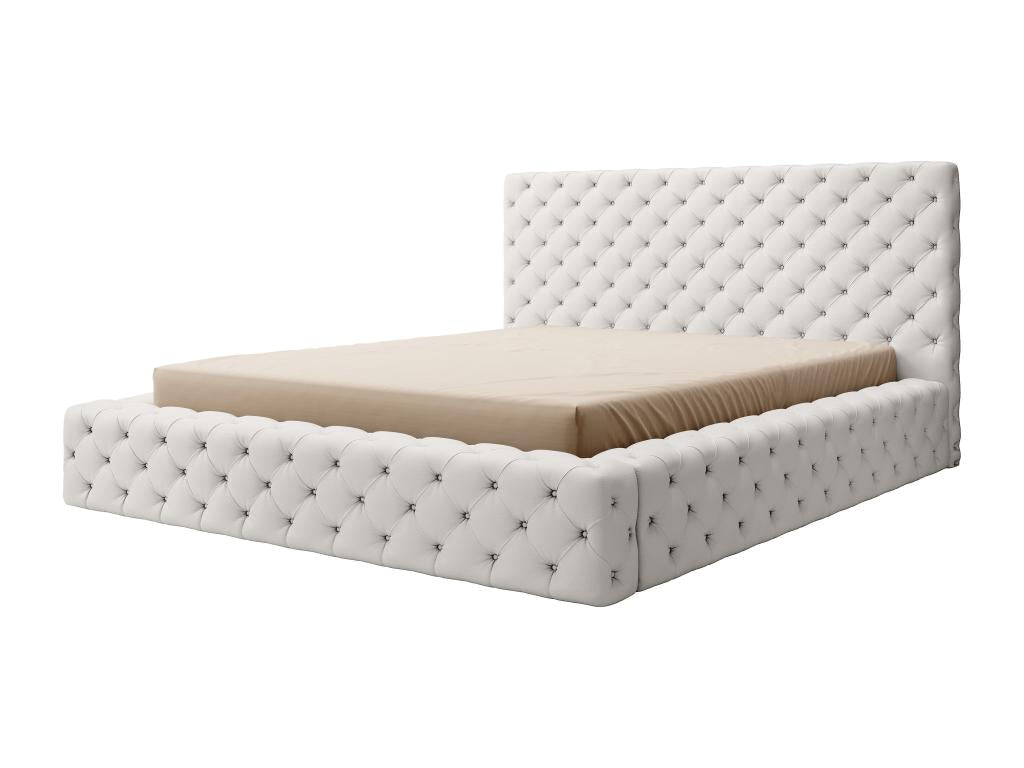 Bed - White Faux Leather, W 71.3 x D 91.3 x H 46.1 in