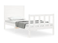 Bed Frame with Mattress - White Wood, W 80.9 x D 41.5 x H 39.4 in