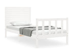 Bed Frame with Mattress - White Wood, W 80.9 x D 41.5 x H 39.4 in