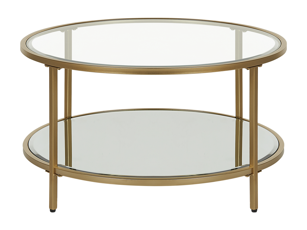 Coffee Table - Gold Steel, W 27.6 x D 27.6 x H 15.7 in