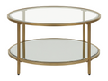 Coffee Table - Gold Steel, W 27.6 x D 27.6 x H 15.7 in