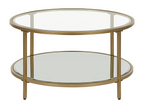 Coffee Table - Gold Steel, W 27.6 x D 27.6 x H 15.7 in