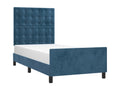 Bed Frame with Headboard - Blue Wood, W 79.9 x D 40.6 x H 50.4 in